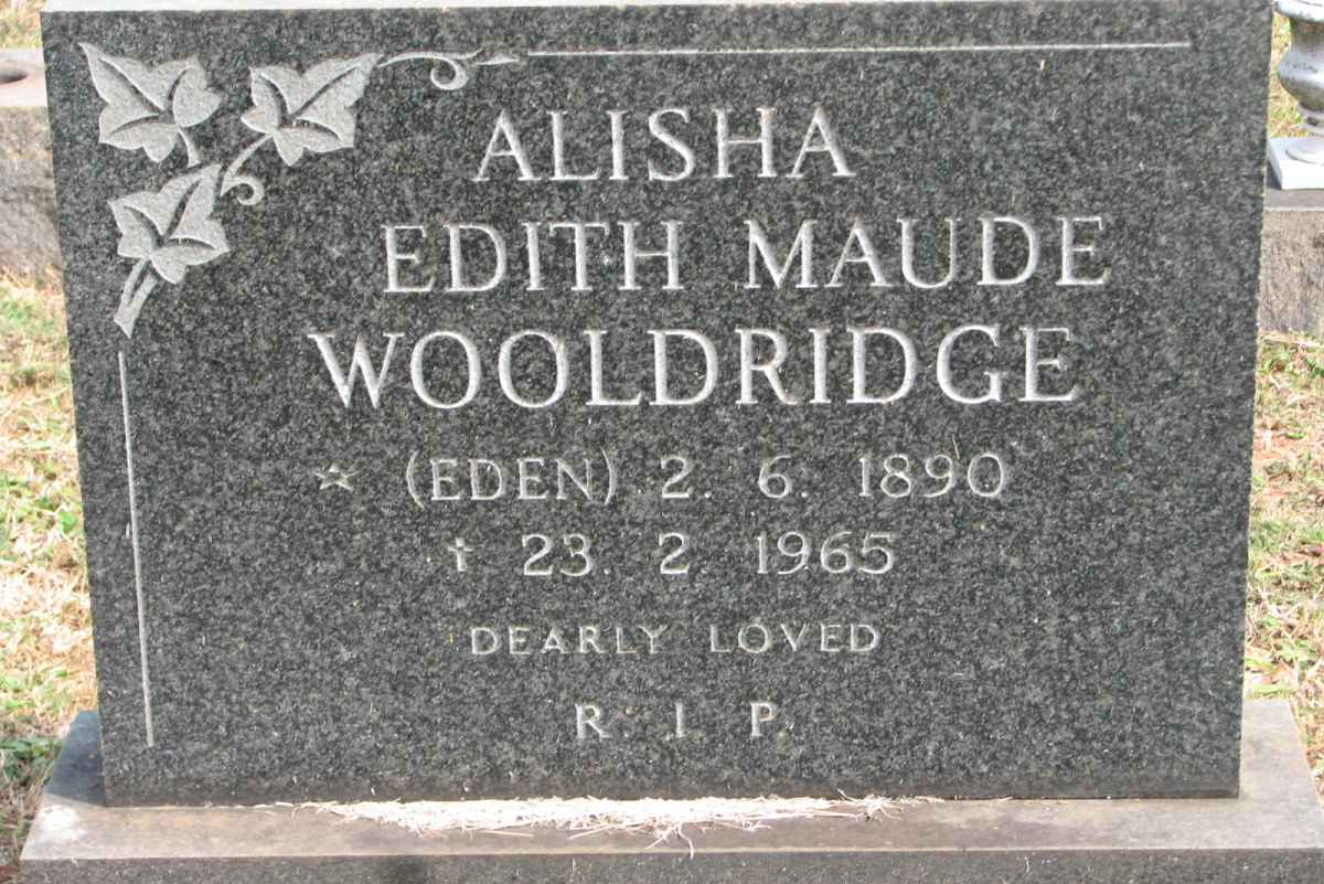 WOOLDRIDGE Alisha Edith Maud nee EDEN 1890-1965