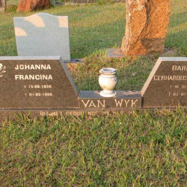 WYK Barend Gerhardus Mathys, van 1937-1990 &amp; Johanna Francina 1936-1998