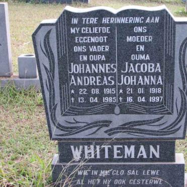 WHITEMAN Johannes Andreas 1915-1985 &amp; Jacoba Johanna 1918-1997