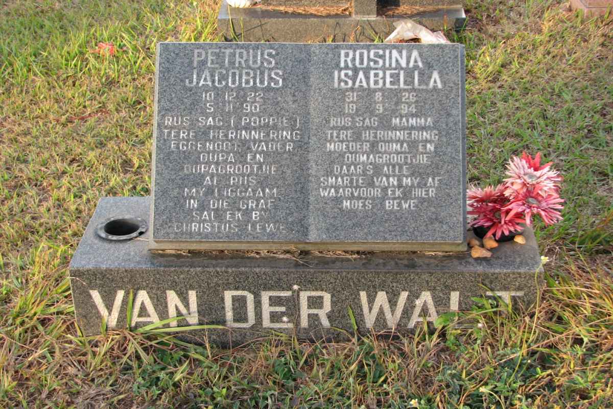 WALT Petrus Jacobus, van der 1922-1990 &amp; Rosina Isabelle 1926-1994