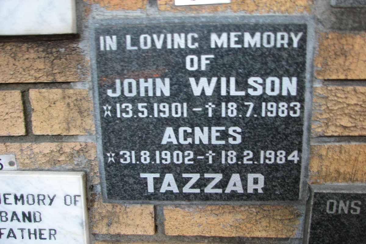WILSON John 1901-1983 &amp; Agnes 1902-1984 :: TAZZAR