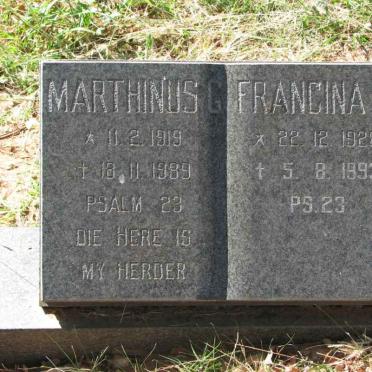 ? Marthinus G. 1919-1989 &amp; Francina B. 1928-1993
