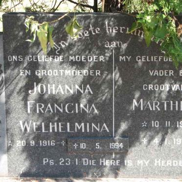 ? Marthinus 1910-1979 &amp; Johanna Francina Welhelmina 1916-1994