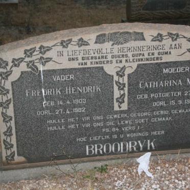 BROODRYK Fredrik Hendrik 1903-1983 &amp; Catharina Maria POTGIETER 1908-1967