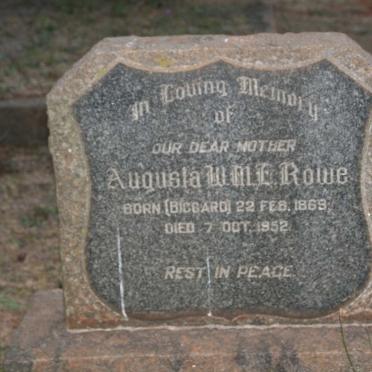 ROWE Augusta W.M.E. nee BICCARD 1869-1952