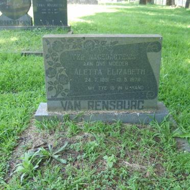 RENSBURG Aletta Elizabeth, van 1891-1978