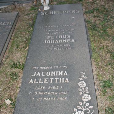 SCHEEPERS Petrus Johannes 1924-1996 &amp; Jacomina Allettha RABIE 1923-2005