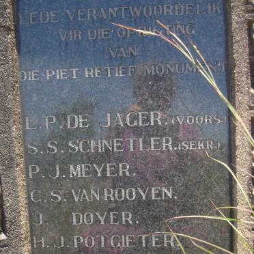 5. Members responsible for the erection of the Piet Retief Monument