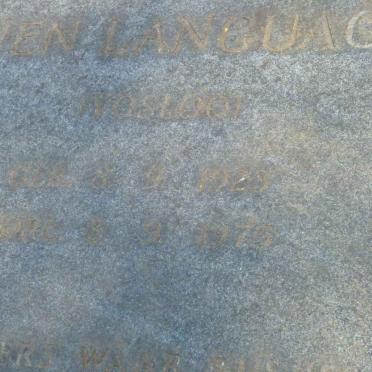 LANGUAGE Rebecca Johanna nee VOSLOO 1923-1975