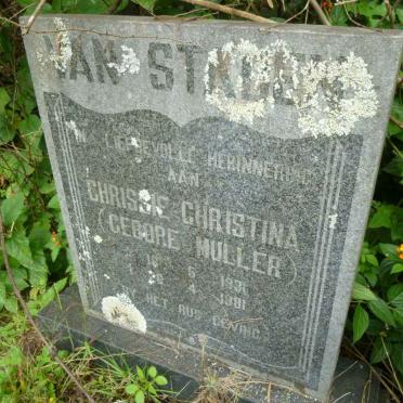 STADEN Christina, van nee MULLER 1931-1981