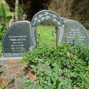 WESTHUIZEN Nicolaas Hendrik, v.d. 1872-1956 &amp; Maria Aletta STOLTZ 1882-1967