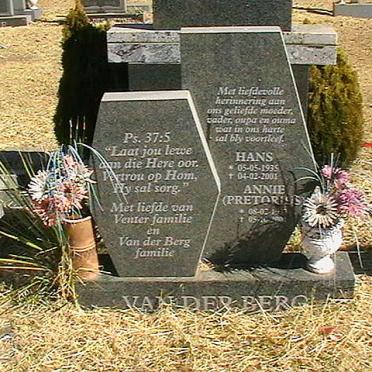 BERG Hans, van der 1955-2001 &amp; Annie PRETORIUS 19??-20??
