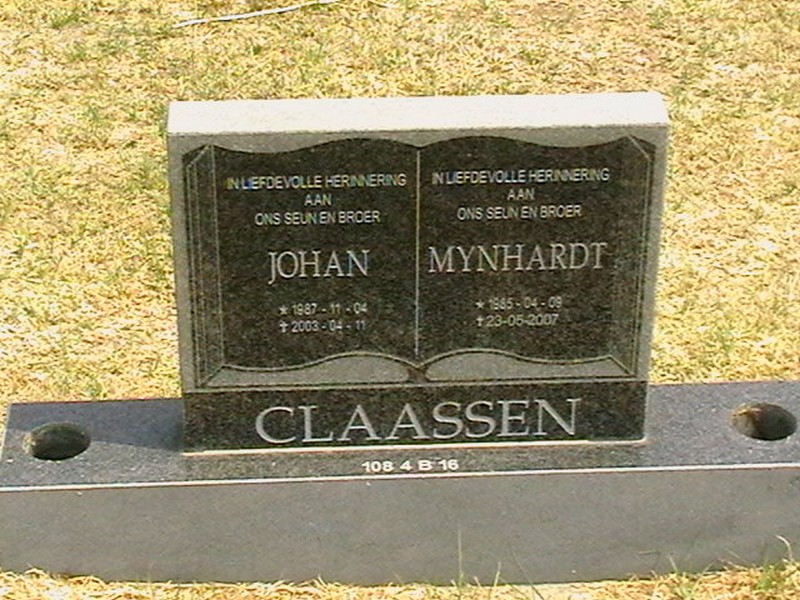 CLAASSEN Mynhardt 1955-2007 :: CLAASSEN Johan 1987-2003