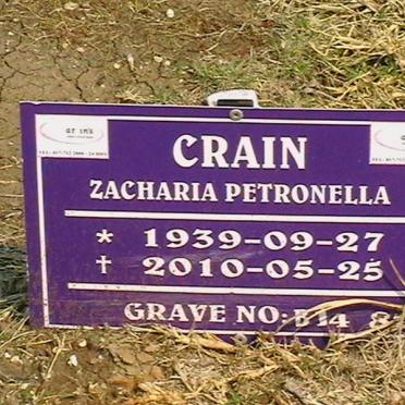 CRAIN Zacharia Petronella 1939-2010