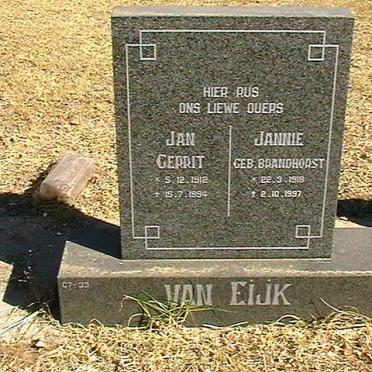 EIJK Jan Gerrit, van 1912-1994 &amp; Jannie BRANDHORST 1918-1997