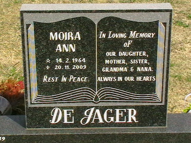 JAGER Moira Ann, de 1964-2009