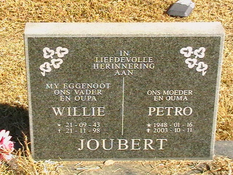 JOUBERT Willie 1943-1998 &amp; Petro 1948-2003
