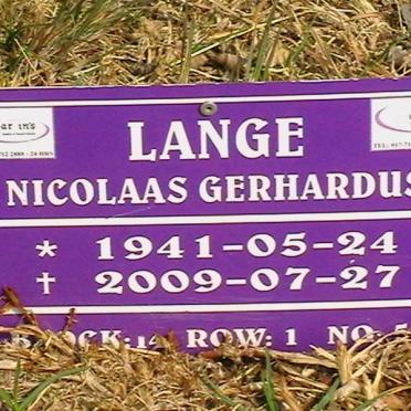 LANGE Nicolaas Gerhardus 1941-2009