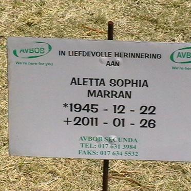 MARRAN Aletta Sophia 1945-2011