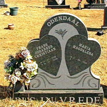 ODENDAAL Frans Johannes Christiaan 1949-2008 &amp; Maria Magdalena 1958-