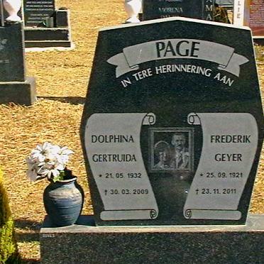 PAGE Frederik Geyer 1924-2011 &amp; Dolphina Gertruida 1932-2009
