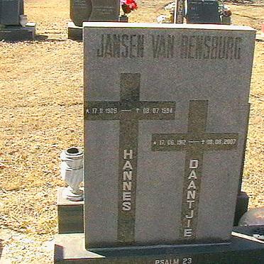 RENSBURG Hannes, Jansen van 1908-1994 &amp; Daantjie 1912-2007
