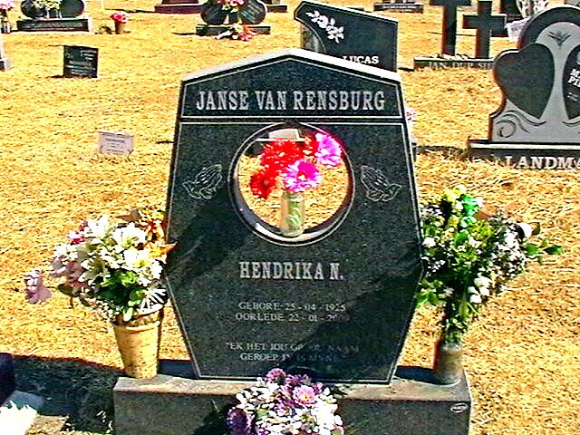 RENSBURG Hendrika N., Janse van 1925-2002