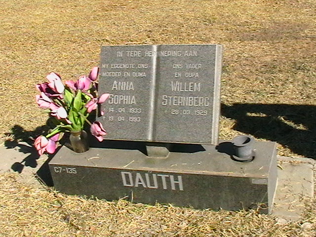 DAUTH Willem Sternberg 1929- &amp; Anna Sophia 1933-1993