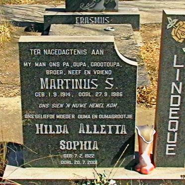 LINDEQUE Martinis S. 1914-1986 &amp; Hilda Alletta Sophia 1922-2001