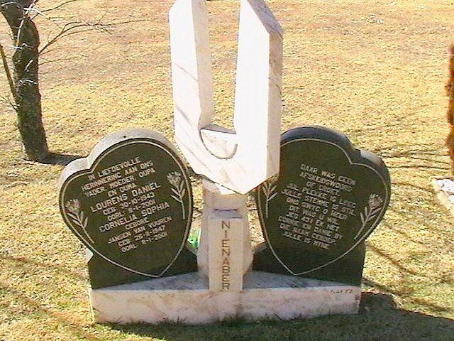 NIENABER Lourens Daniel 1943-2001 &amp; Cornelia Sophia JANSEN VAN VUUREN 1947-2001