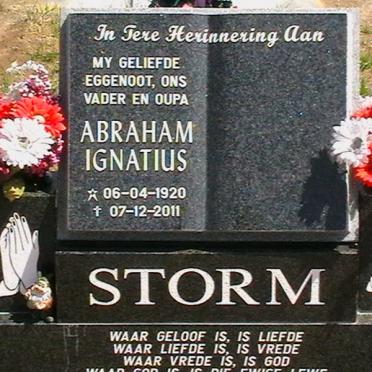 STORM Abraham Ignatius 1920-2011