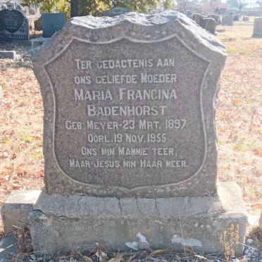 BADENHORST Maria Francina nee MEYER 1897-1955