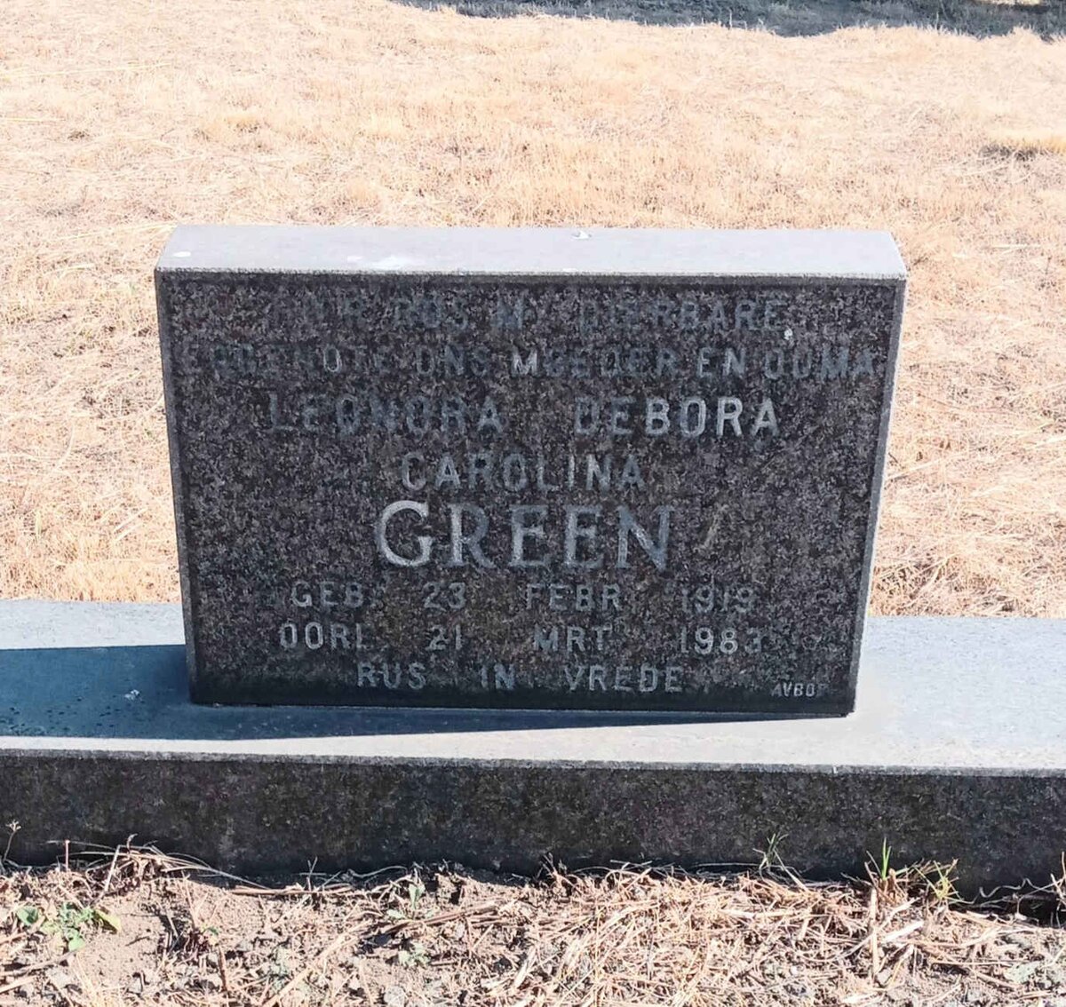 GREEN Leonora Debora Carolina  1919-1983