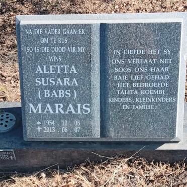 MARAIS Aletta Susara 1954-2013 