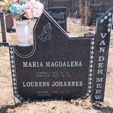 MERWE Lourens Johannes, van der 1931- & Maria Magdalena 1933-2007