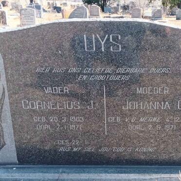 UYS Cornelius J. 1903-1971 & Johanna C. nee V.D. MERWE 1900-1971