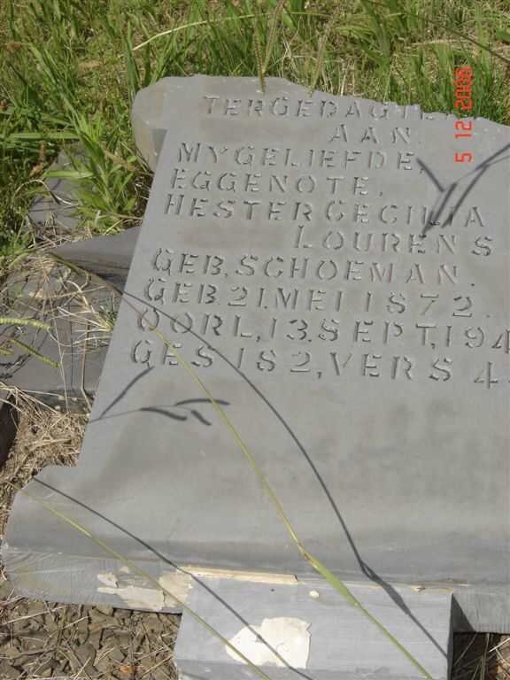 LOURENS Hester Cecilla nee SCHOEMAN 1872-1944