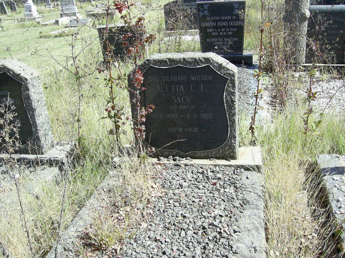 SACK Aletta C.E. nee NORTJE 1894-1967