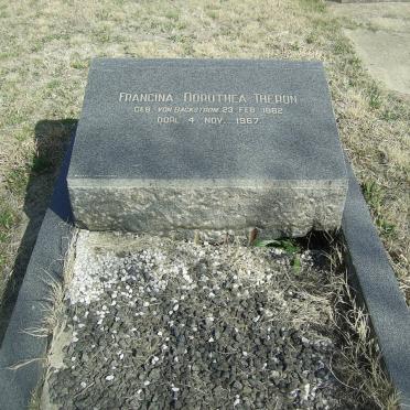 THERON Francina Dorothea nee VON BACKSTROM 1882-1967
