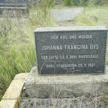UYS Johanna Francina nee UYS 1851-1927