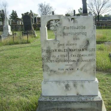 WALES Stephen W. 1858-1930 &amp; Martha M. 1861-1934