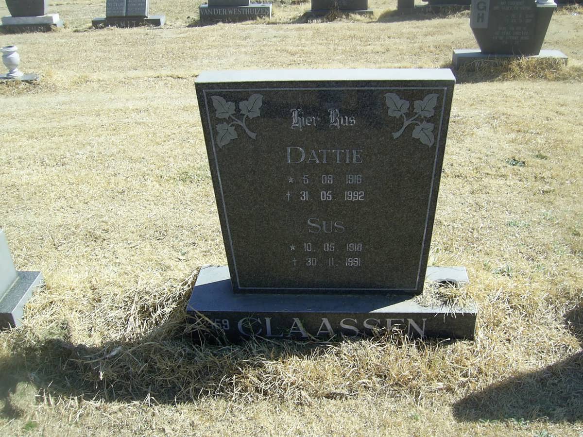 CLAASEN Dattie 1916-1992 &amp; Sus 1918-1991