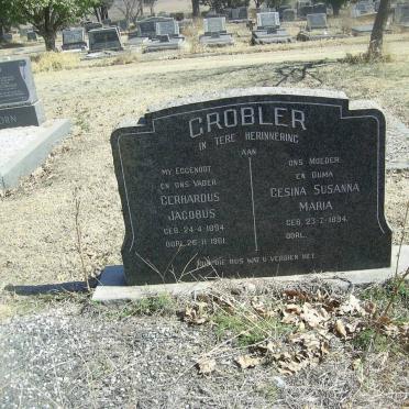 GROBLER Gerhardus Jacobus 1894-1961 &amp; Gesina Susanna Maria 1894-