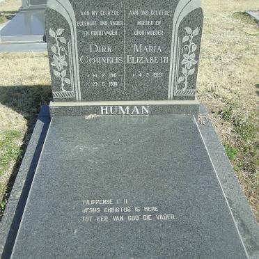 HUMAN Dirk Cornelis 1918-1990 &amp; Maria Elizabeth 1923-