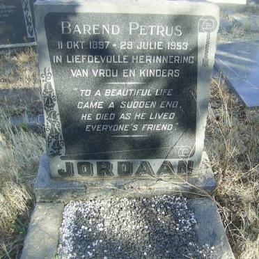 JORDAAN Barend Petrus 1897-1953
