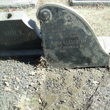 KRIEK Anna Elizabeth nee VENTER 1921-