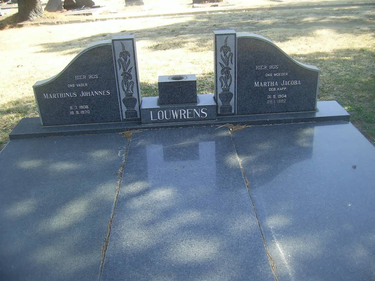 LOUWRENS Marthinus Johannes 1908-1970 &amp; Martha Jacoba KAPP 1904-1982