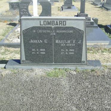LOMBARD Johan G. 1909-1982 &amp; Martje E.J. VENTER 1908-1985