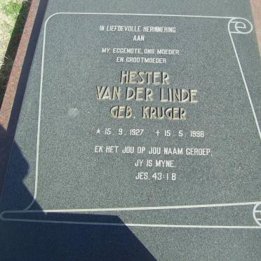 LINDE Hester, van der nee KRUGER 1927-1998