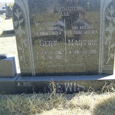 LEWIS Gert 1916-1992 &amp; Marthie 1918-